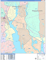 East Providence Wall Map Color Cast Style 2026
